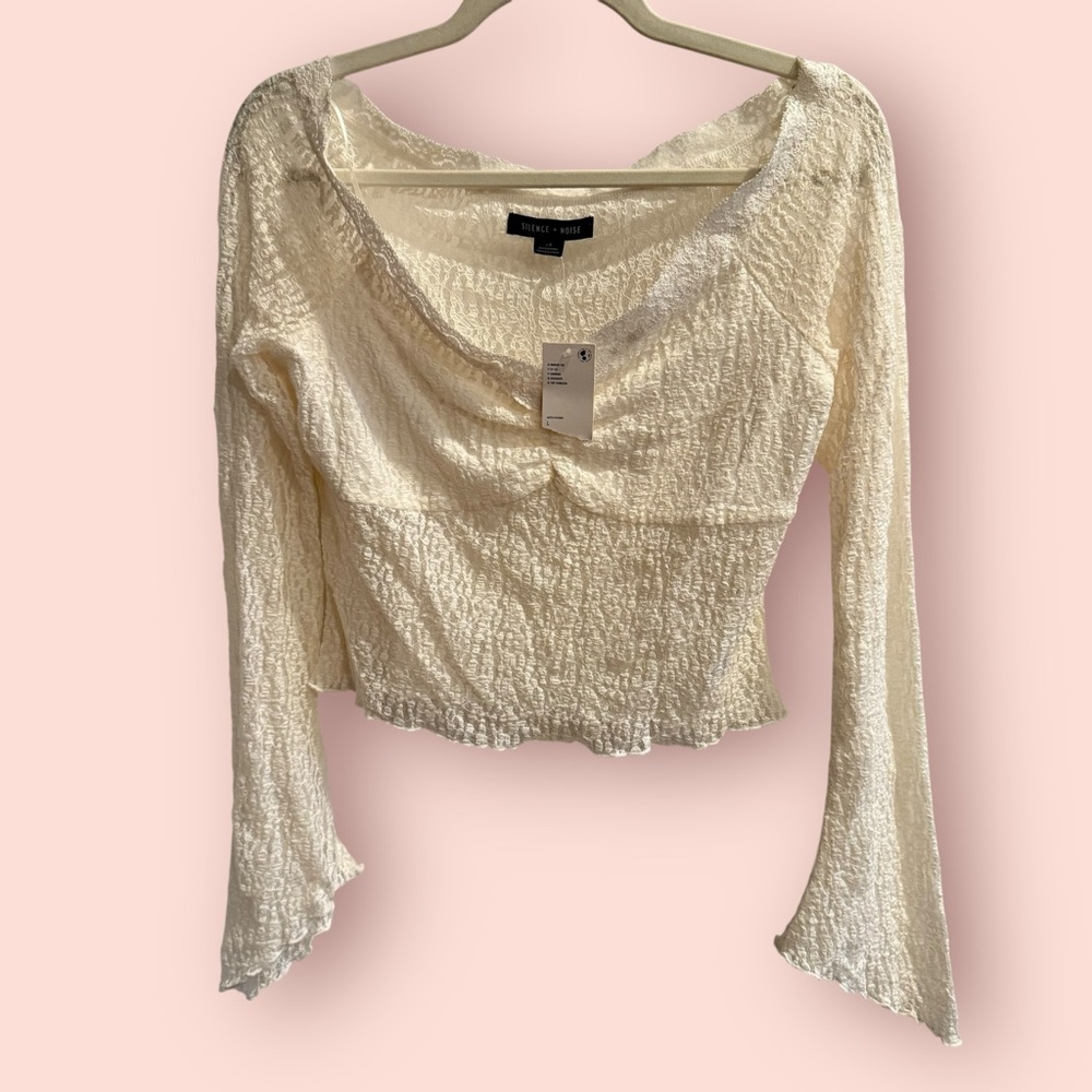 NWT Silence + Noise Ivory Textured Off-Shoulder Top